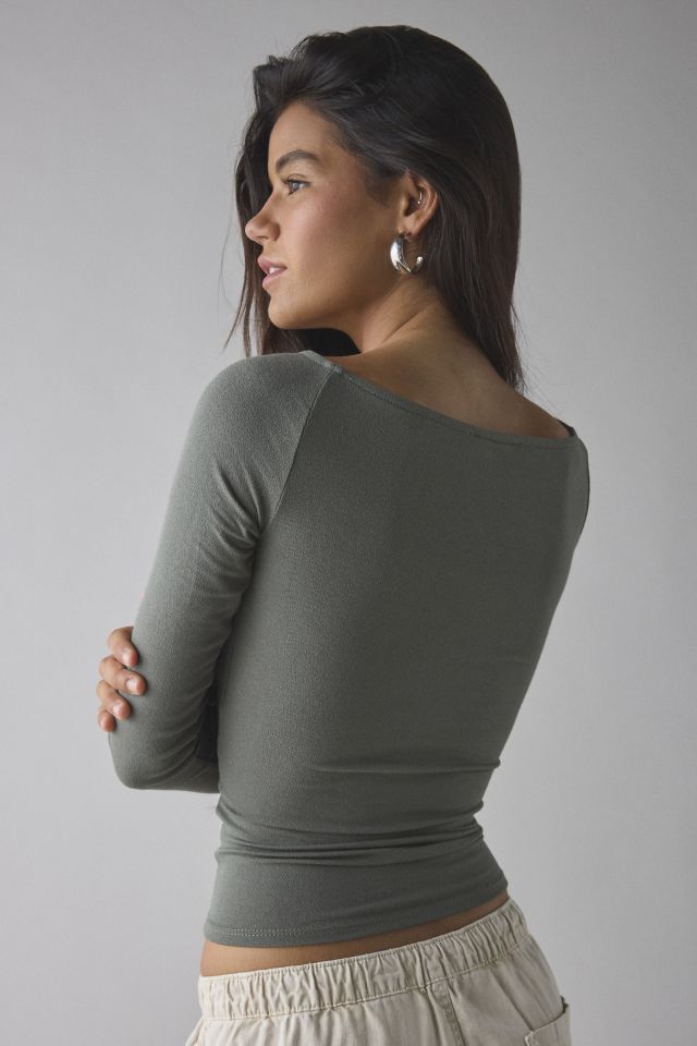 ReMADE By UO Remnants Off-The-Shoulder Long Sleeve Cropped Tee #2