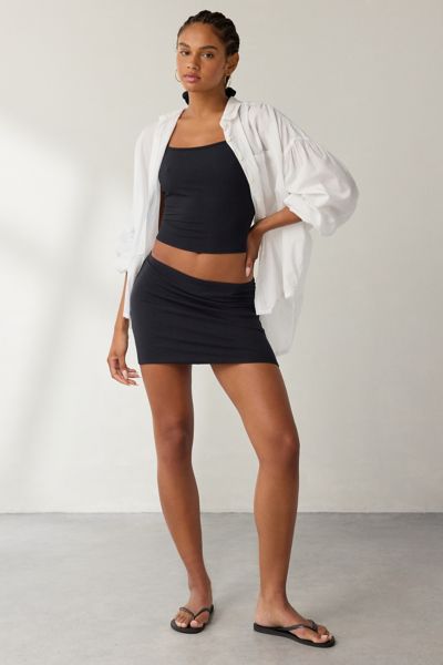 ReMADE By UO Remnants Ribbed Knit Black Micro Mini Skirt