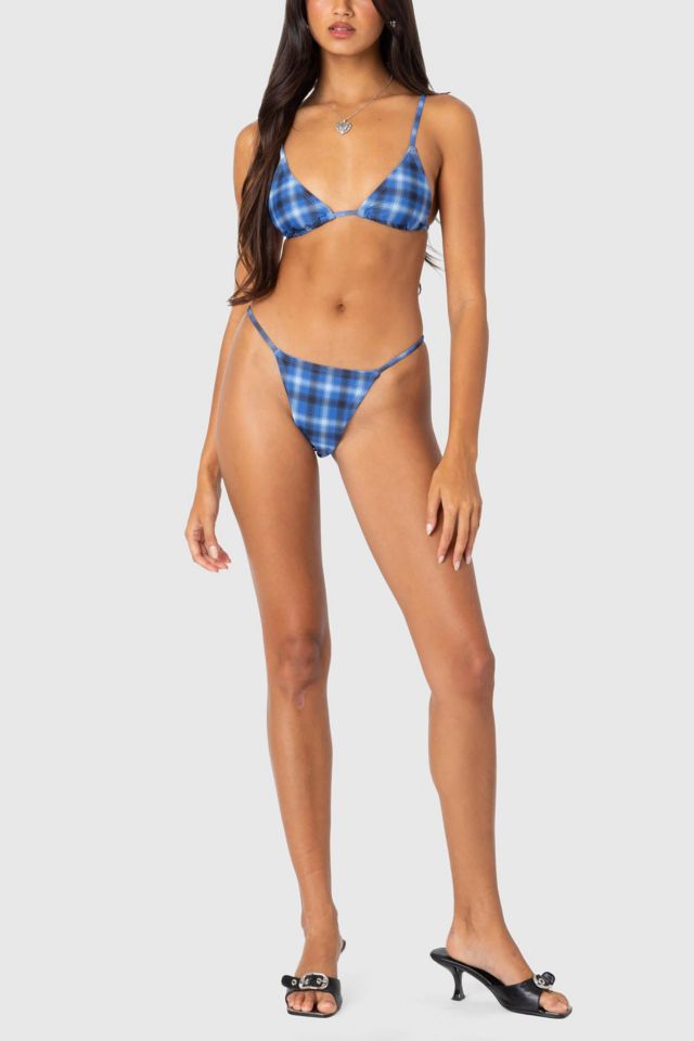 Edikted Preppy Plaid String Bikini Bottom #2