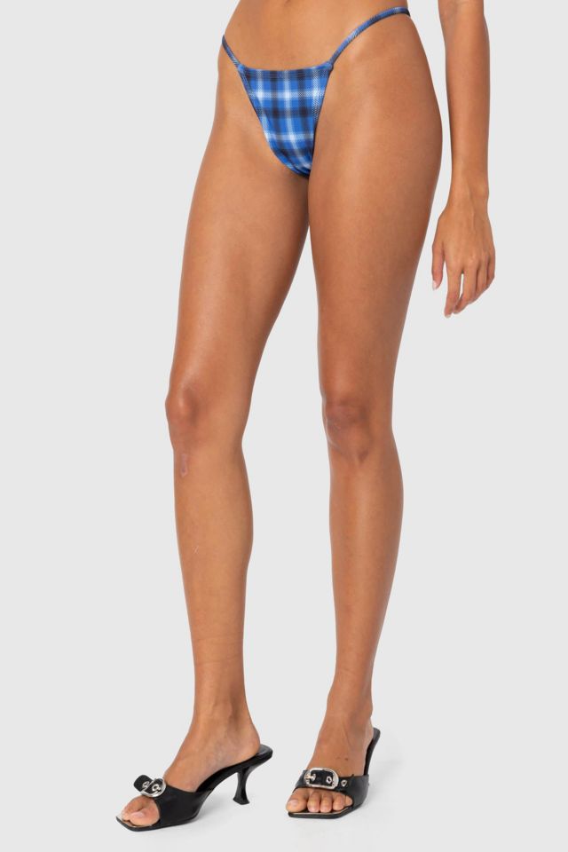 Edikted Preppy Plaid String Bikini Bottom #3
