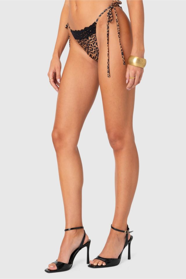 Edikted Lacey Leopard String Bikini Bottom #3