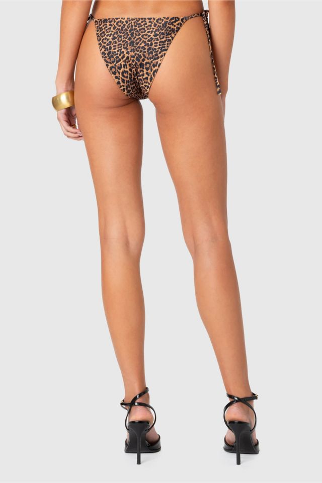 Edikted Lacey Leopard String Bikini Bottom #4