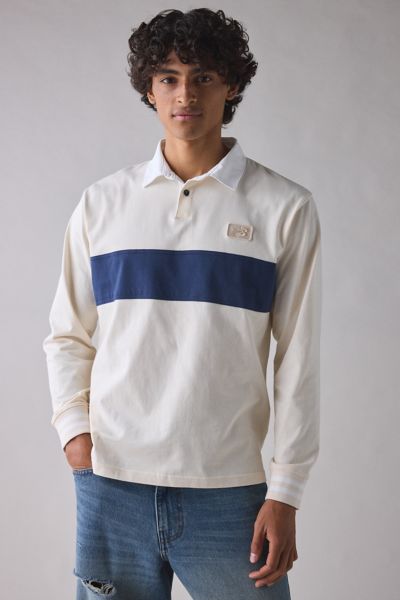 New Balance Classic Rugby Shirt Top In Cream, Men's At Urban Outfitters In White