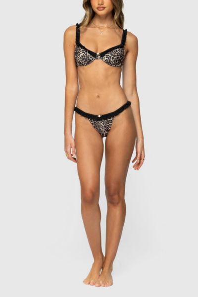 Edikted Deeva Leopard Bikini Bottom In Leopard, Women's At Urban Outfitters
