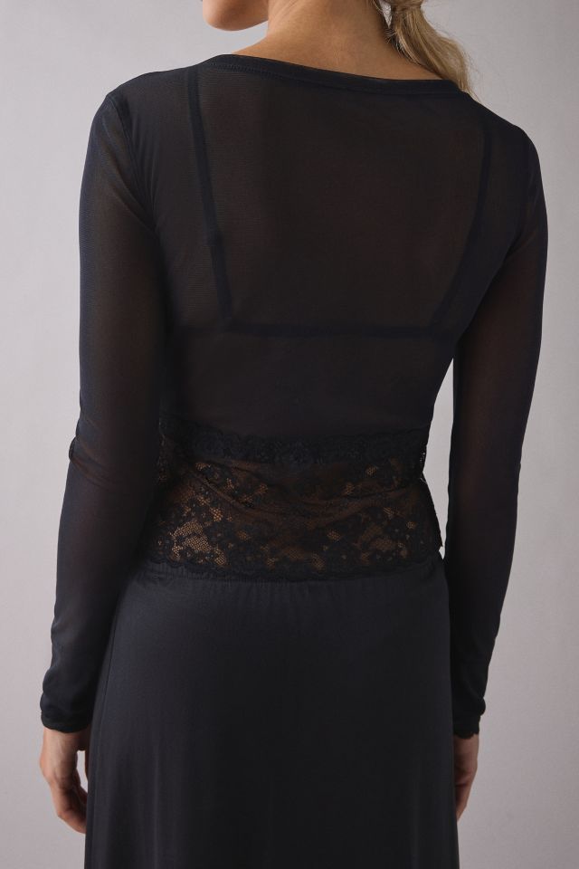 Kimchi Blue Sabrina Sheer Mesh Lace Trim Cardigan #3