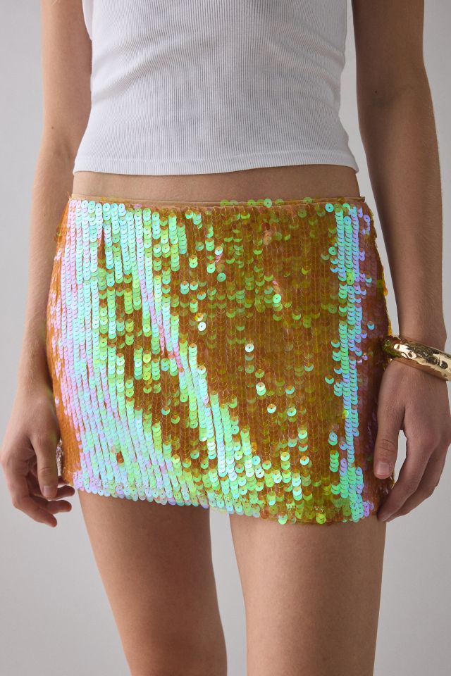 UO Olivia Paillette Sequin Low Rise Mico Mini Skirt #1