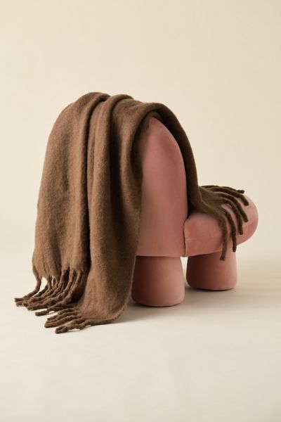 Urban Outfitters Monroe Faux Mohair Throw Blanket In Rain Drum At  In Brown