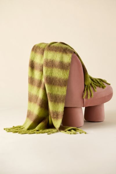 Urban Outfitters Monroe Faux Mohair Throw Blanket In Green At  In Green