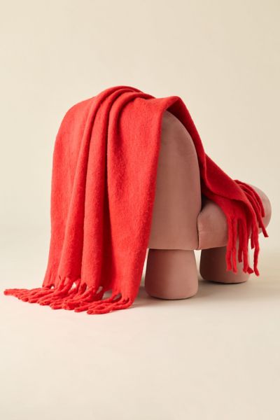 Urban Outfitters Monroe Faux Mohair Throw Blanket In Red At  In Red
