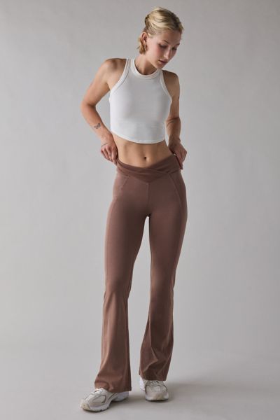 Out From Under Sculpt High Rise Crossover Flare Legging Pant In Brown, Women's At Urban Outfitters In Brown