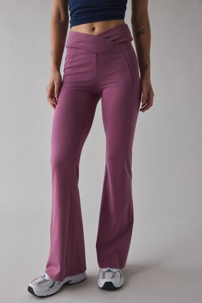 Out From Under Sculpt High Rise Crossover Flare Legging Pant In Maroon, Women's At Urban Outfitters In Burgundy