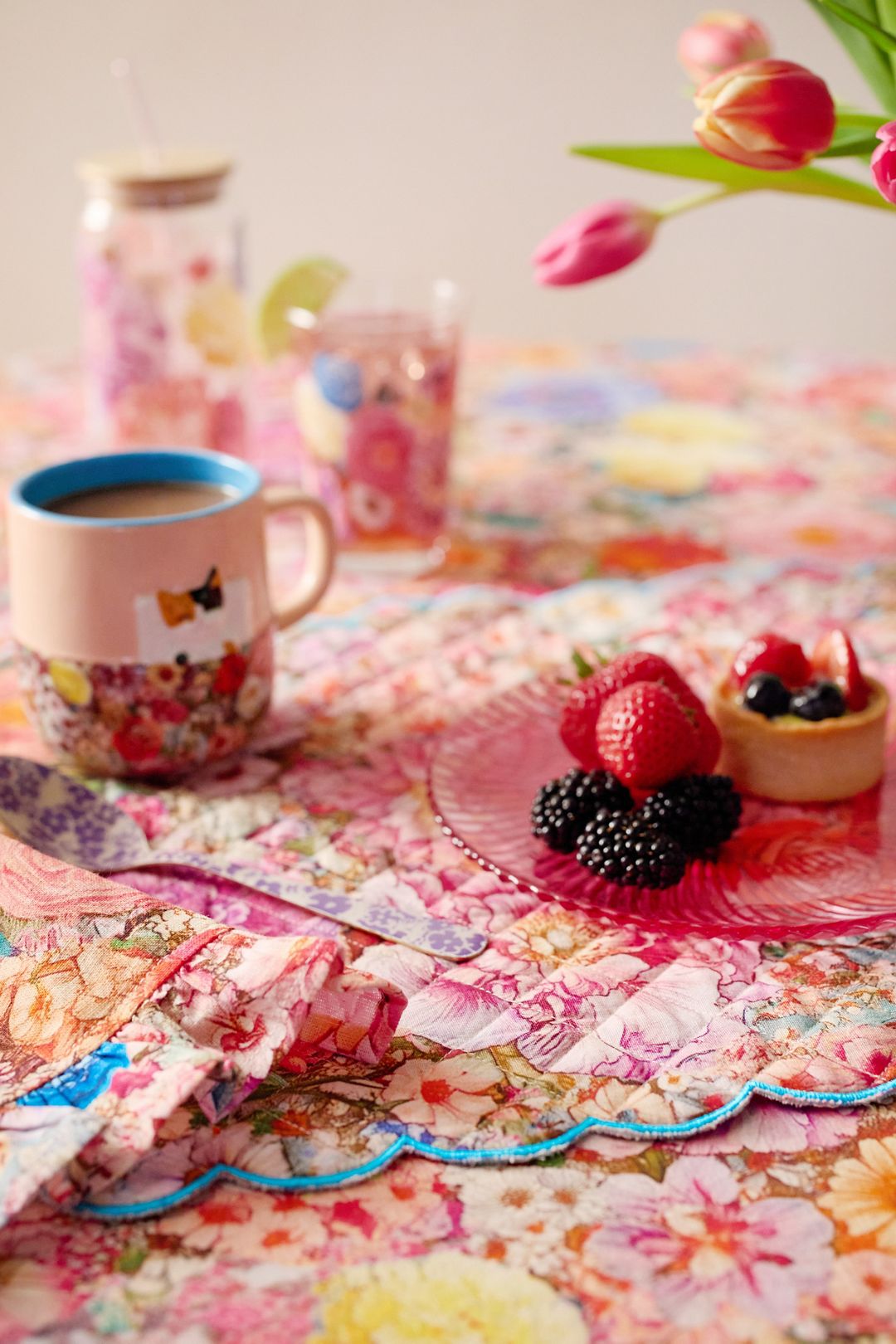 Floral Printed Tablecloth - Floral, ONE SIZE