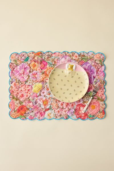 Urban Outfitters Scalloped Printed Quilted Placemat In Floral At  In Multi