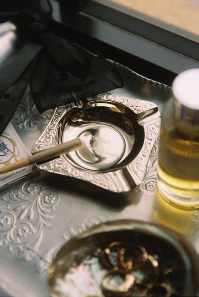 Ornate Etched Brass Ashtray