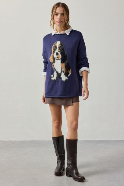 BDG Reagan Dog Graphic Oversized Rollneck Sweater