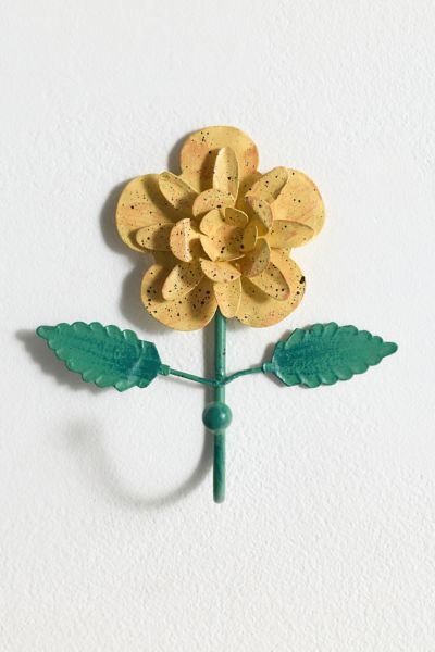 Urban Outfitters Floral Iron Wall Hook In Light Yellow At  In Gold