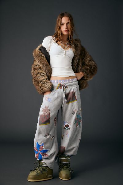 Out From Under Essential Patchwork Graphic Barrel Leg Sweatpant Product Page