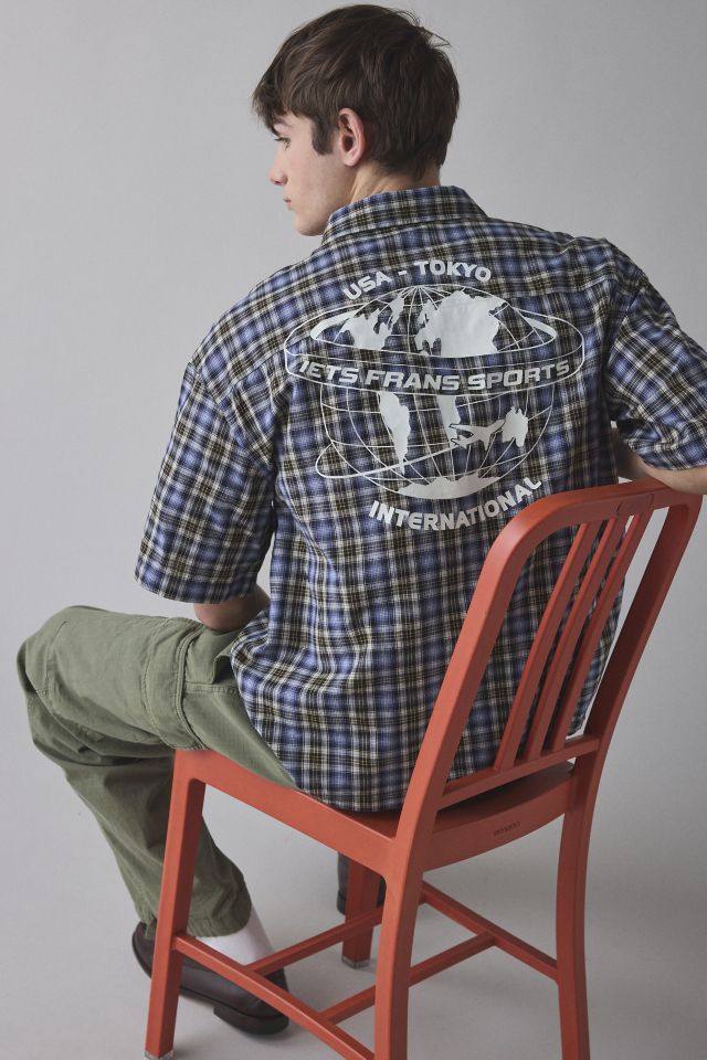 iets frans... Check Quarter Zip Short Sleeve Shirt #1
