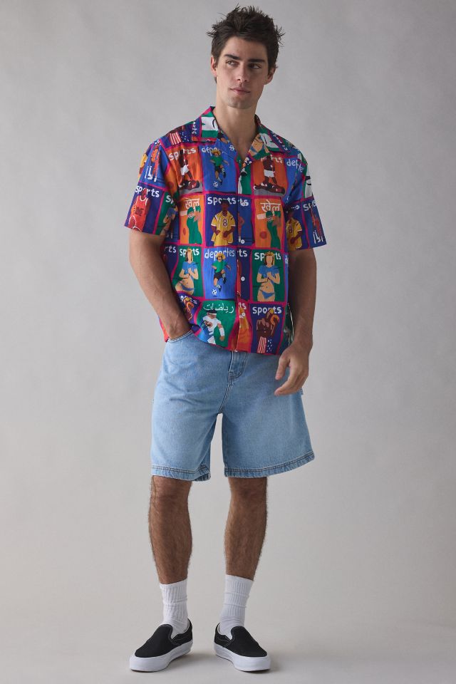 Market Sports Pattern Short Sleeve Button-Down Shirt #2