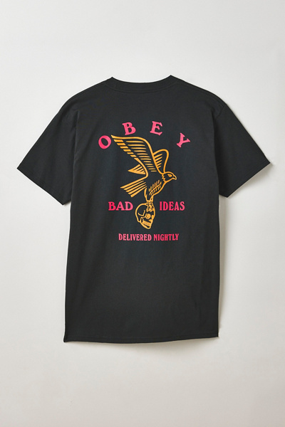 Obey Bad Ideas Eagle Graphic Tee In Black, Men's At Urban Outfitters In Black