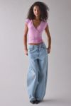 ReMADE By UO Remnant Wrap Short Sleeve Knit Top
