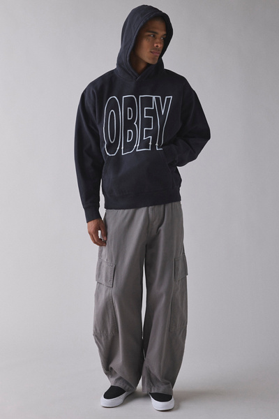 OBEY Manor Logo Faded Hoodie Sweatshirt