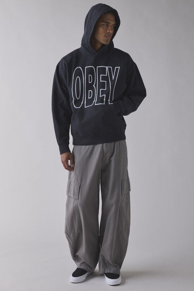 OBEY Manor Logo Faded Hoodie Sweatshirt #2