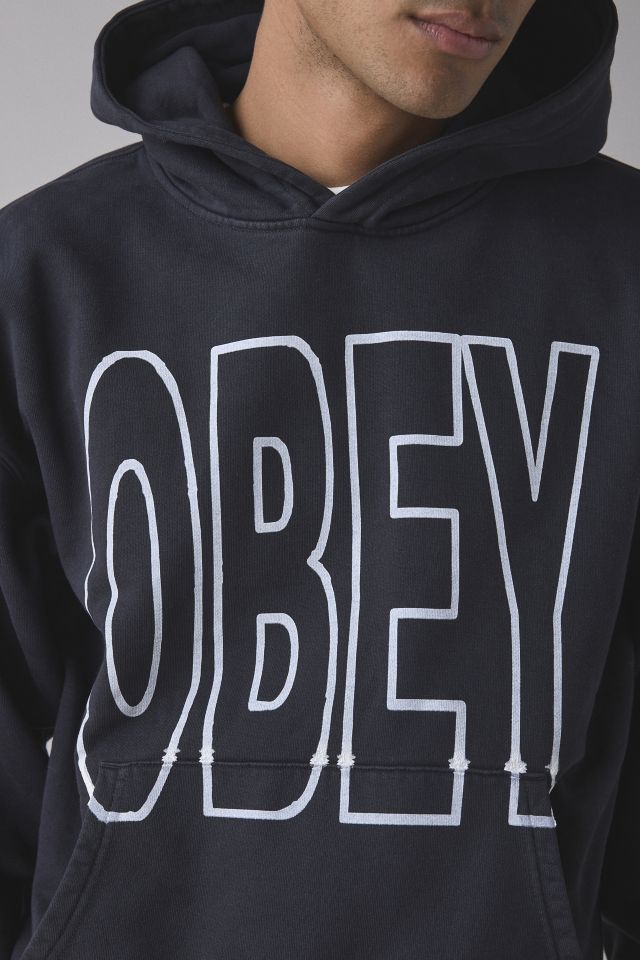 OBEY Manor Logo Faded Hoodie Sweatshirt #3