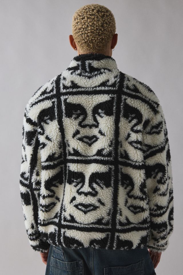 OBEY Repeated Icon Pattern Fleece Jacket #1