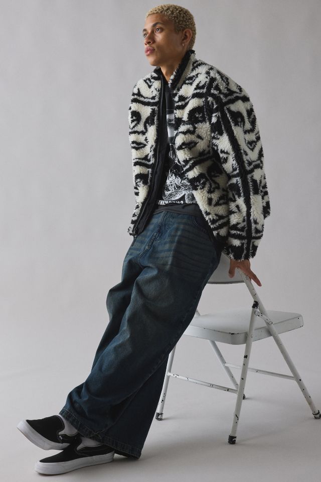 OBEY Repeated Icon Pattern Fleece Jacket #2