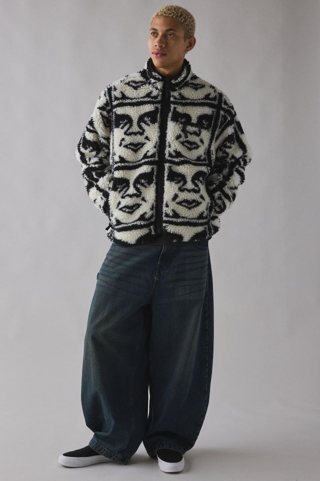 OBEY Repeated Icon Pattern Fleece Jacket #4