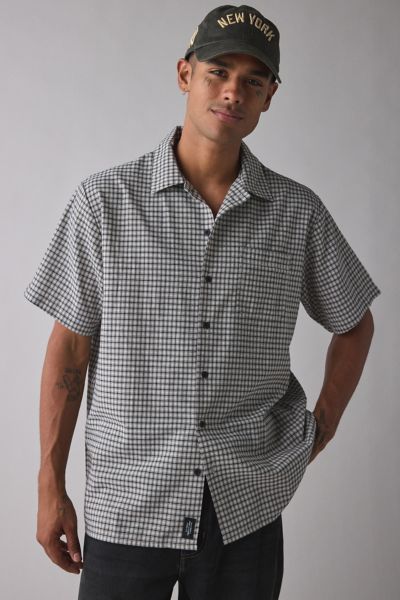 Thrills Union Check Short Sleeve Shirt Top In Black/white, Men's At Urban Outfitters In Multi