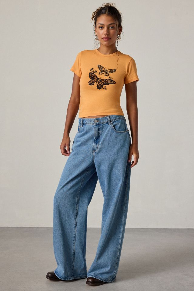 Butterfly Lace Embroidered Graphic Baby Tee #3