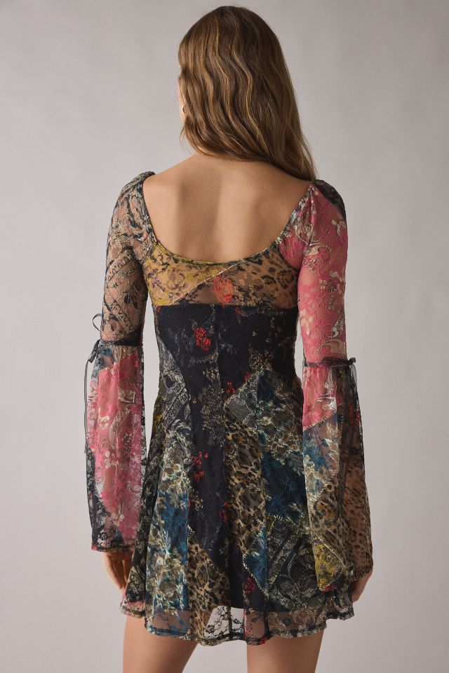 Kimchi Blue Alina Ribbon Trim Lace Bell Sleeve Mini Dress #2