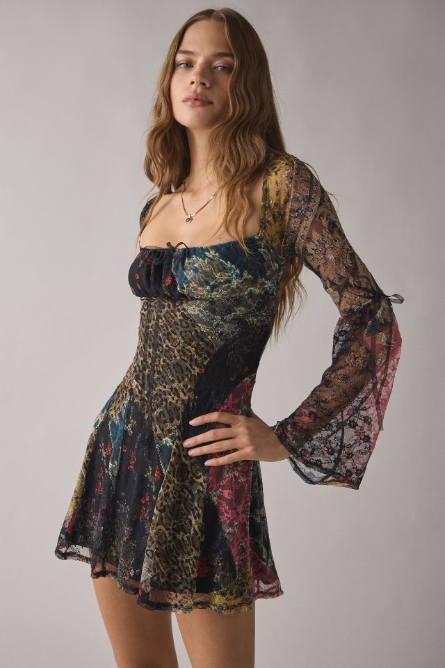 Kimchi Blue Alina Ribbon Trim Lace Bell Sleeve Mini Dress #3