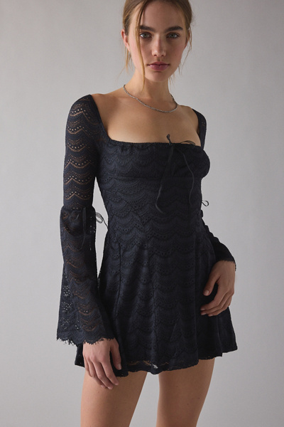 Kimchi Blue Alina Ribbon Trim Lace Bell Sleeve Mini Dress | Urban