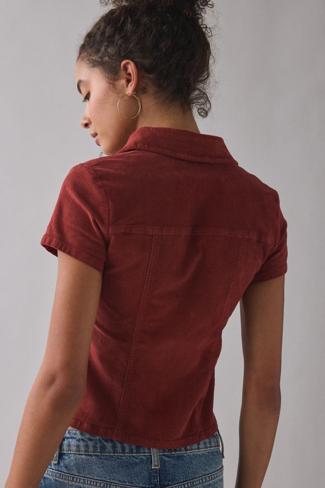 BDG Polly Corduroy Slim Short Sleeve Button-Up Shirt #3