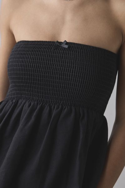 ReMADE By UO Made LA EcoVero™ Linen Smocked Babydoll Tube Top
