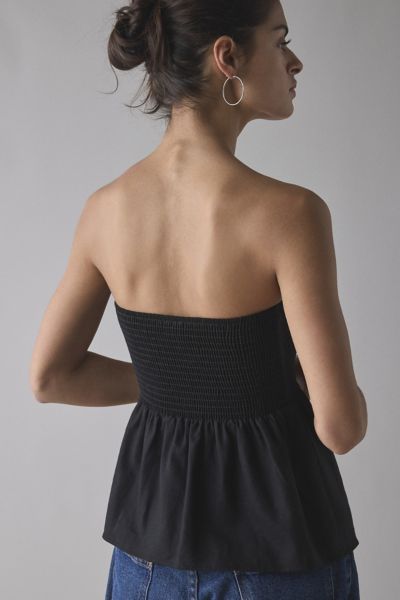 ReMADE By UO Made LA EcoVero™ Linen Smocked Babydoll Tube Top