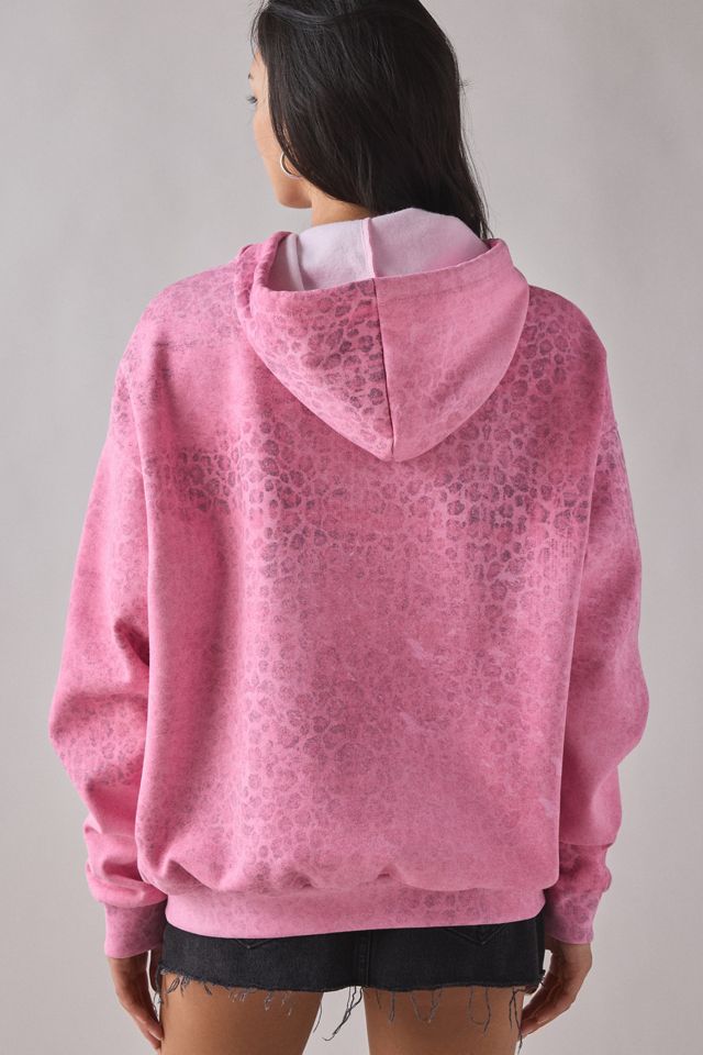 Leopard Print Butterfly Graphic Oversized Zip-Up Hoodie Sweatshirt #3