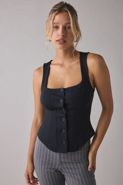 UO Scarlet Tailored Ponte Button Front Tailored Vest Top