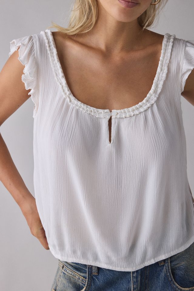 Motel Merisso Ruffle Trim Scoop Neck Keyhole Top #3