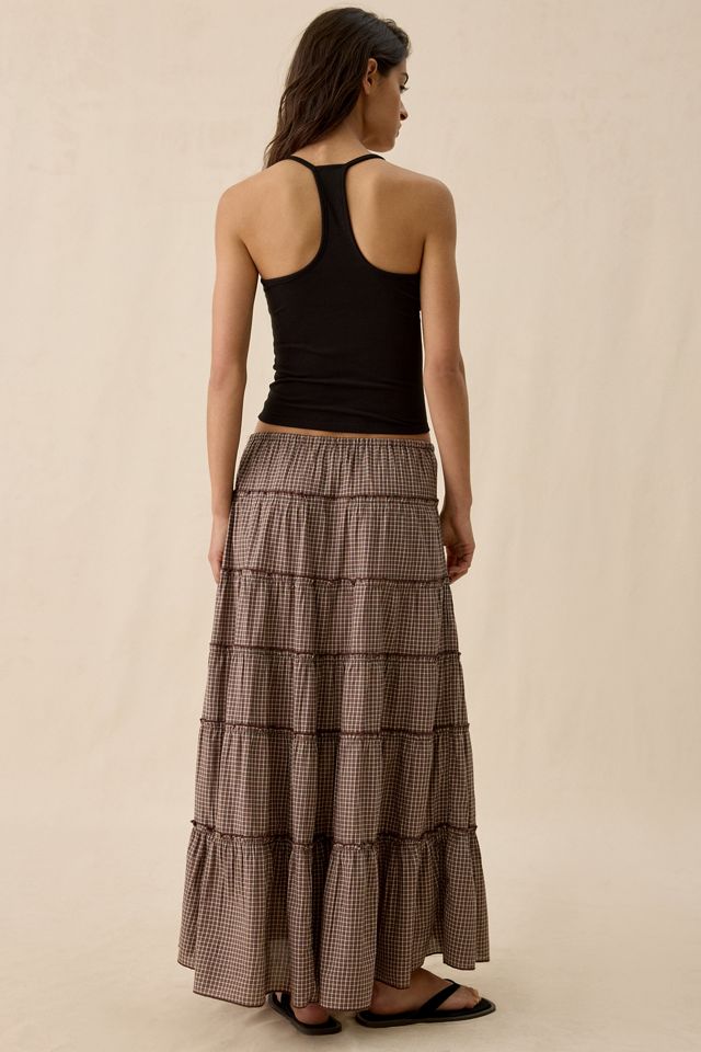 Jupe longue à étages taille basse à motif tartan Caysie UO #2