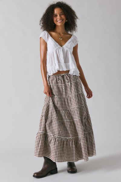 MINKPINK Starling Eyelet Tiered Midi Skirt | Urban Outfitters