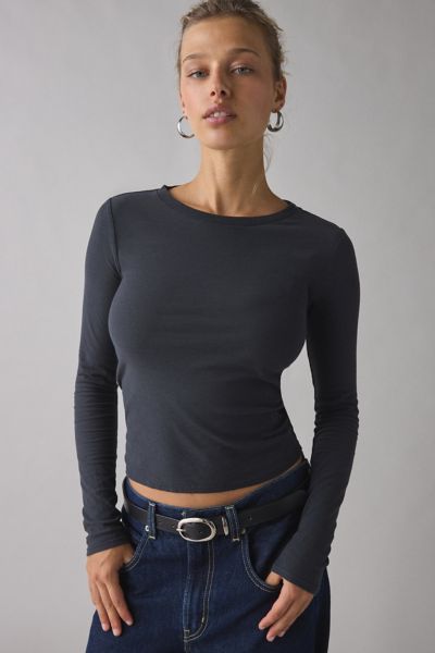 Bdg Long Sleeve Spill The Tee In Black, Women's At Urban Outfitters In Black