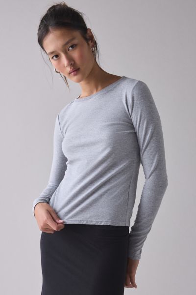 Bdg Long Sleeve Spill The Tee In Grey, Women's At Urban Outfitters In Gray