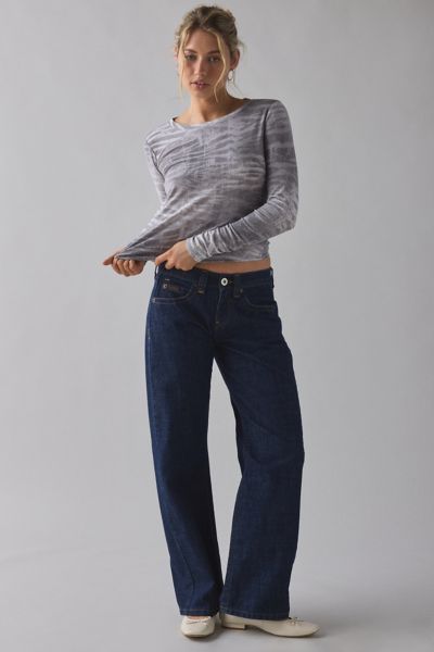 Bdg Long Sleeve Spill The Tee In Grey Tiger, Women's At Urban Outfitters