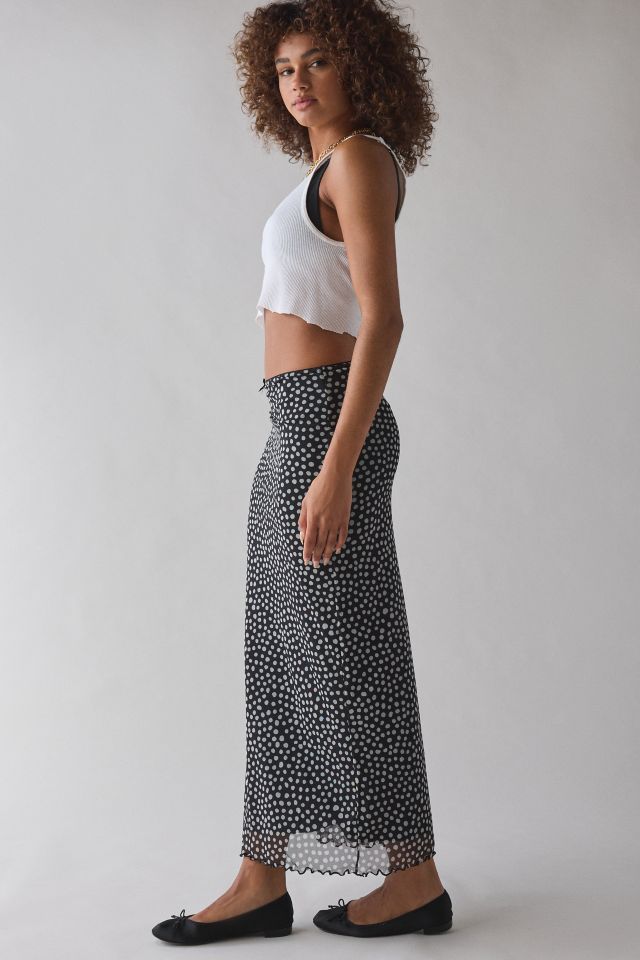 Kimchi Blue Pia Polka Dot Slip Midi Skirt #3