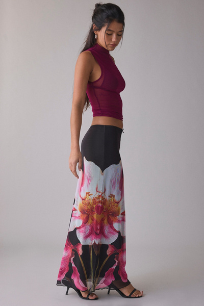 Kimchi Blue Can't Miss Printed Mesh Maxi Skirt