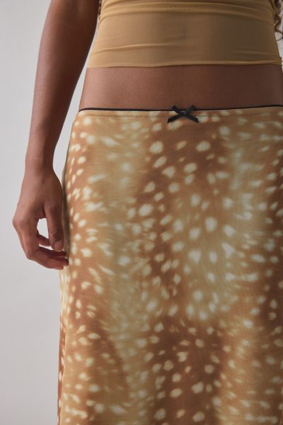 Kimchi Blue Doe Animal Print Mesh Maxi Skirt